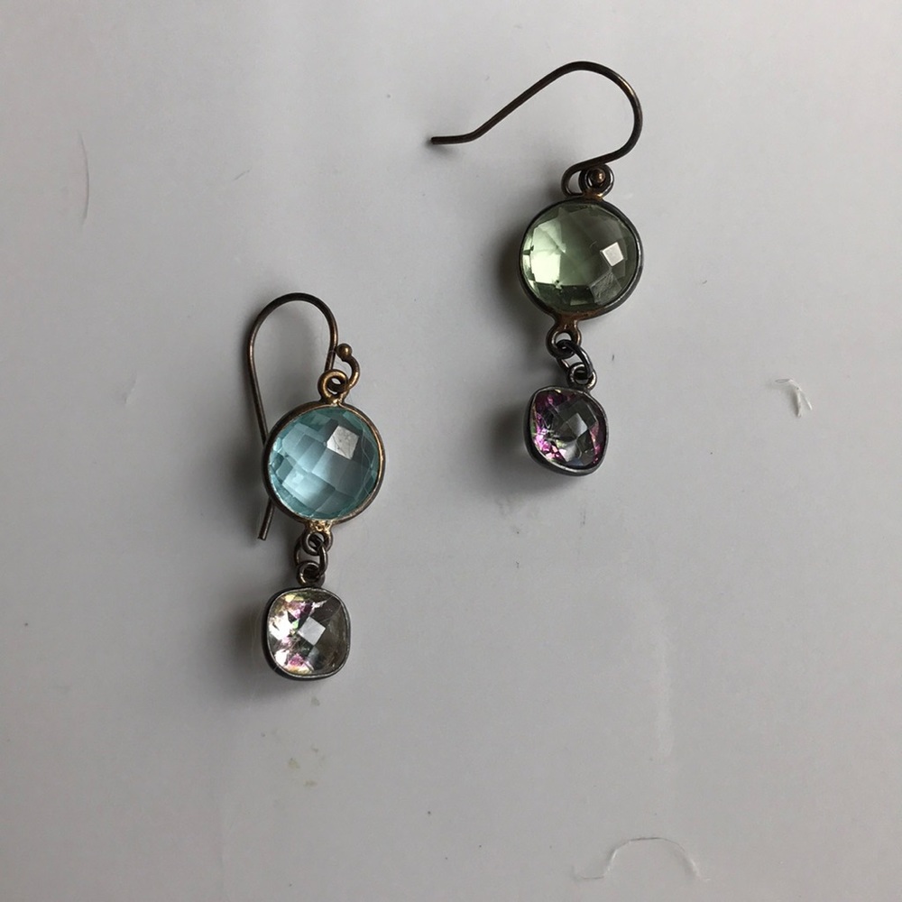Gemstone Drop Mismatch Earrings